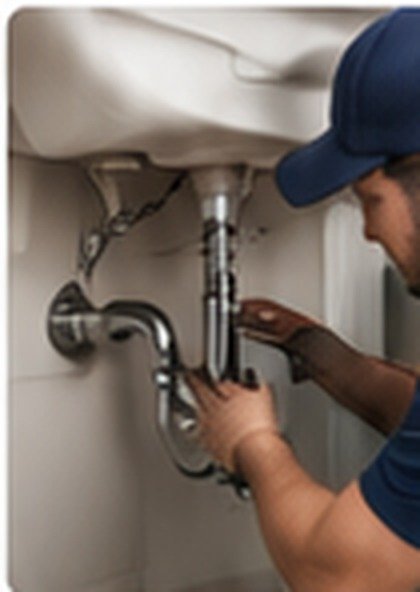 Plumber repairing pipes