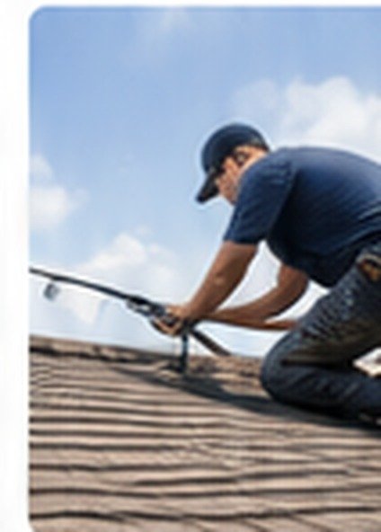 Roofer inspecting shingles